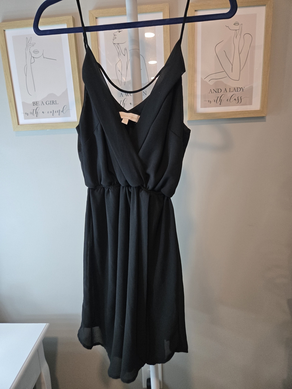 Monteau Black Mini Slip Dress with Spaghetti Straps